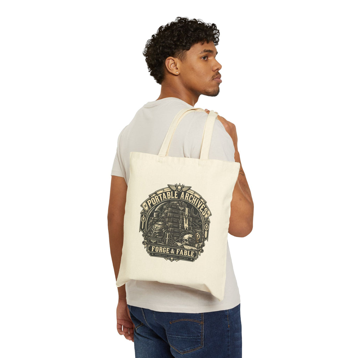 Portable Archives Grimdark Canvas Tote | Forge & Fable Bookish Bag