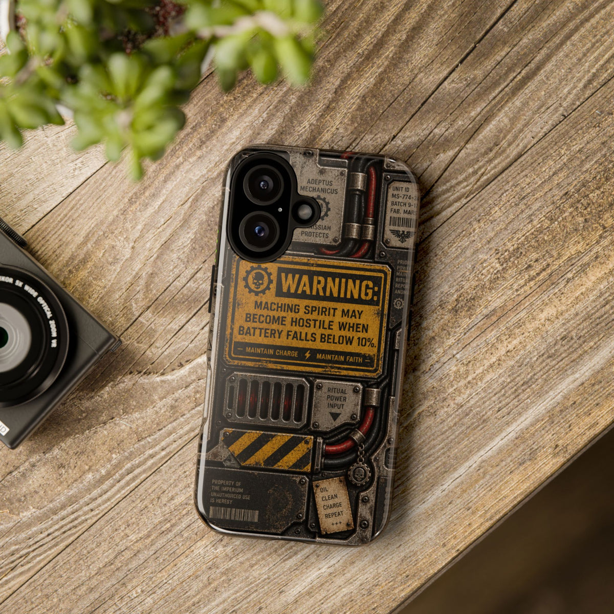Machine Spirit Warning Phone Case | Grimdark Sci-Fi Design
