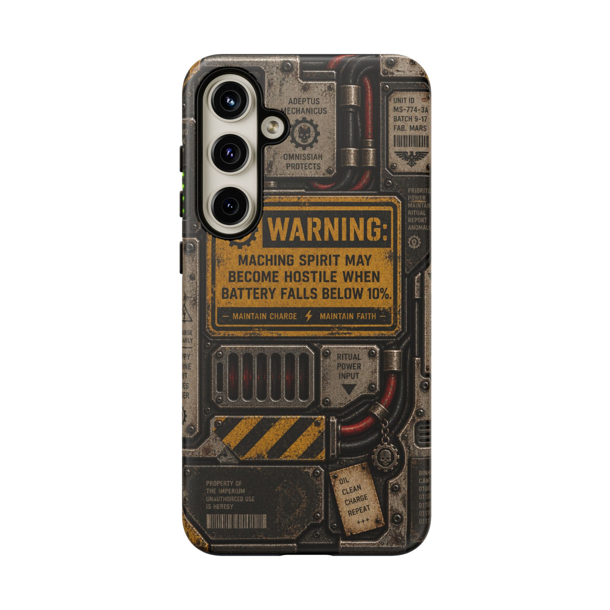 Machine Spirit Warning Phone Case | Grimdark Sci-Fi Design