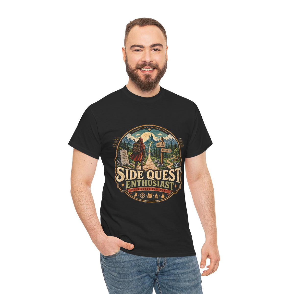 Side Quest Enthusiast T Shirt Funny Fantasy RPG Gaming Tee