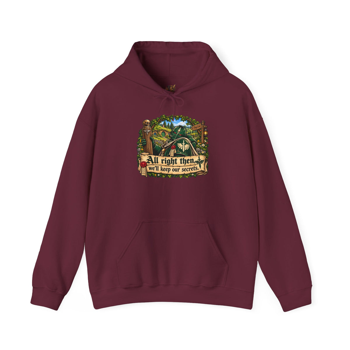 We’ll Keep Our Secrets Hoodie | Dark Angels Grimdark Warhammer Inspired Parody Graphic Pullover