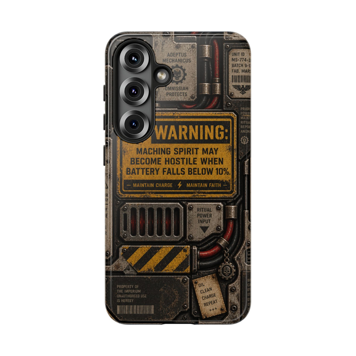 Machine Spirit Warning Phone Case | Grimdark Sci-Fi Design