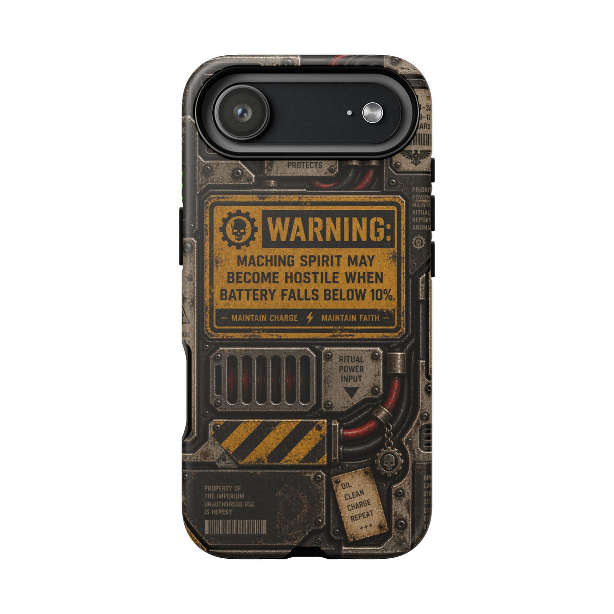 Machine Spirit Warning Phone Case | Grimdark Sci-Fi Design