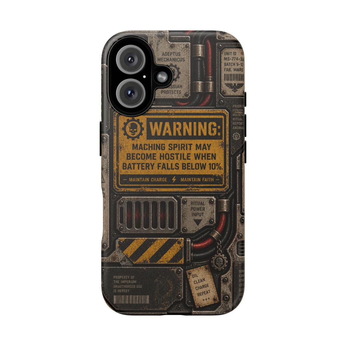 Machine Spirit Warning Phone Case | Grimdark Sci-Fi Design
